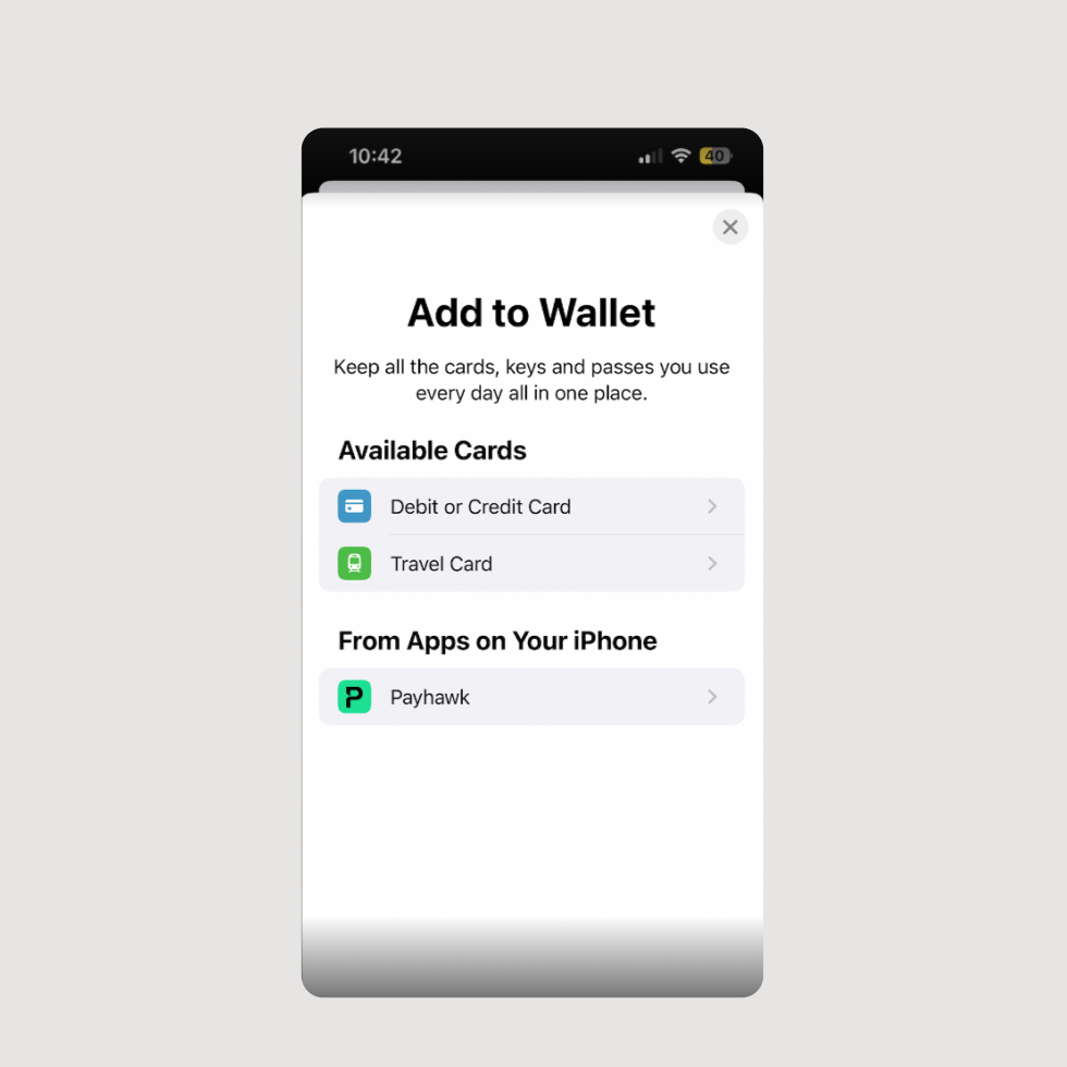 Payhawk-uitgavenbeheer - Apple Pay Wallet-integratie